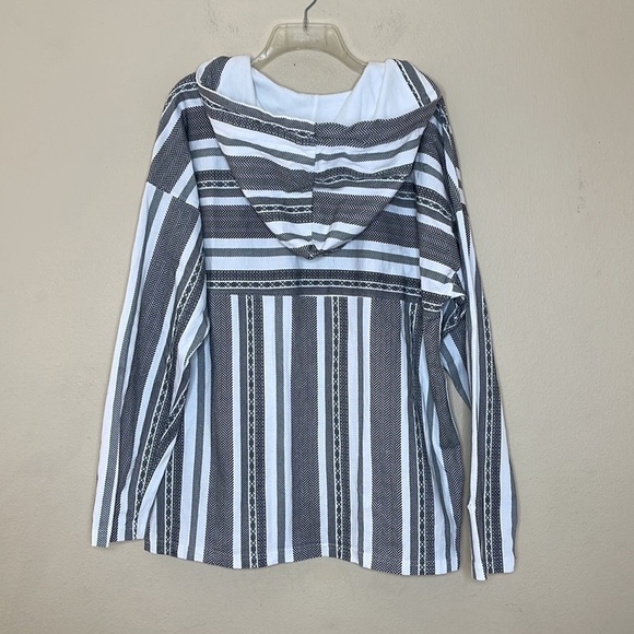 Spirit Jersey Baja White Black Striped Long Sleeve Cotton Hoodie Men's Large - Picture 4 of 5